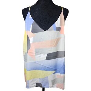 Madison & Berkeley Curvy Abstract Print Slip Dress Cami Pastel Multicolor 1X‎